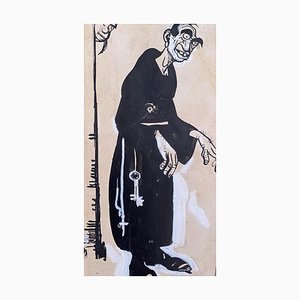 Gabriele Galantara - the Monk - Original China Ink - años 10