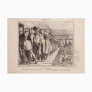 Honoré Daumier - A Visit To Bains - Original Lithograph - 1858