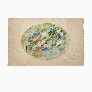 Composition Jean Louttre - Composition Abstraite - Aquarelle Sur Papier - 1950s
