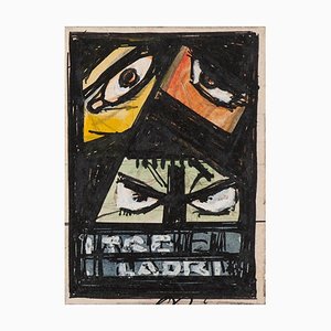 Gabriele Galantara - Three Robbers - Dibujo original - principios del siglo XX