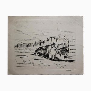 Unknown - Landscape - Original Etching signed Oznant - Early 20th Century