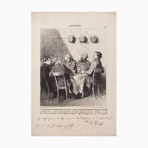 Honoré Daumier - the Diner Downside In A Savant- Original Lithograph - 1853