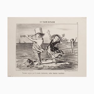 Honoré Daumier, Parisians Surprised by the Tide, litografía, 1852