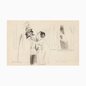 Scène de Théâtre Maurice Lourdey, Crayon sur Papier, 20ème Siècle