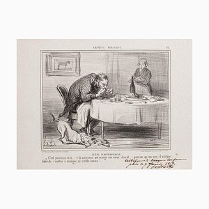 Lithographie Honoré Daumier, Scène D'Hippophagie, 1857