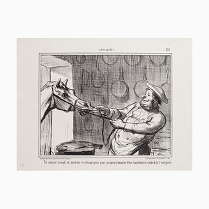 Lithographie Honoré Daumier, A Pet Filled Modesty, 1856