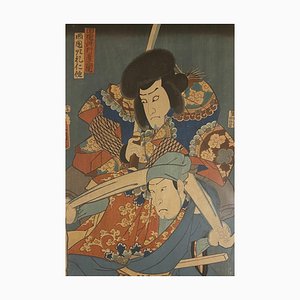 Utagawa Kunisada (Toyokuni III), Acteurs, Gravure sur Bois, 19ème Siècle, Japon