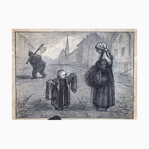 Gabriele Galantara, The Beggar and the Child, Encre de Chine, 1915
