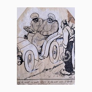 Gabriele Galantara, The Car, China Ink, 1910er