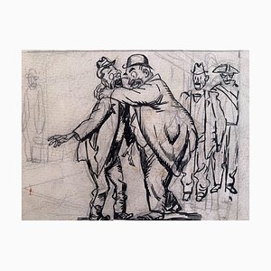 Dibujo de tinta china de Gabriele Galantara, The Drunkard, principios del siglo XX