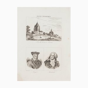 Sconosciuto, ritratti e paesaggio, Litografia, XIX secolo