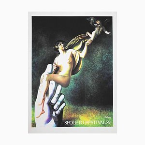 Lithographie, Carlo Maria Mariani, Spoleto Festival, Offset and Lithograph, 1989