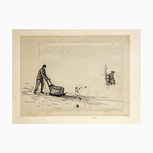 Stengelin Alphonse, figura, tinta sobre papel, principios del siglo XX