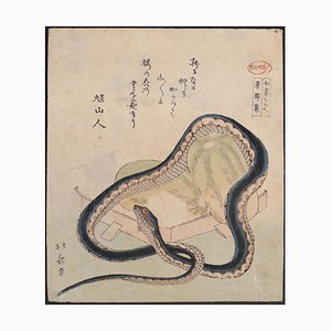Katsushika Hokusai, Schlange & Töpfe, Holzschnitt, 19. Jahrhundert