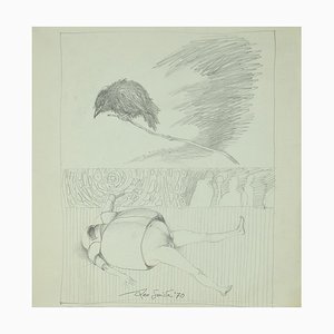 Leo Guida - The Guardian - Dessin Original Original sur Papier - 1970