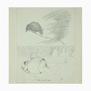 Leo Guida - The Guardian - Original Original Zeichnung auf Papier - 1970