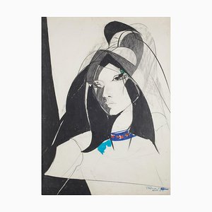 Lithographie Sandro Trotti, Young Woman, 1980