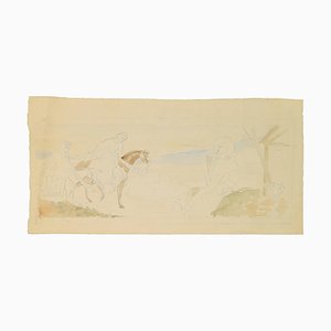 Georges-Henri Tribout, Marie et Joseph à Cheval, Dessin, Début 20ème Siècle