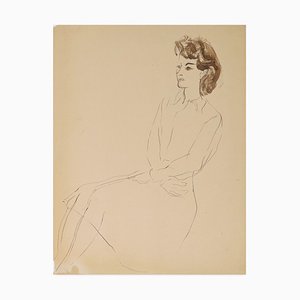 Touchagues Louis, seduta con vestito, inchiostro e acquerello, inizio XX secolo