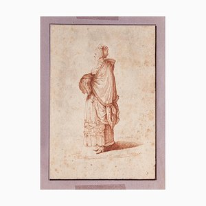 Desconocido - Figura de mujer - Dibujo original de tinta - siglo XVIII