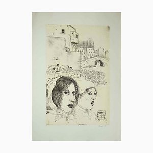 Bruno Caruso, Story of the Infamous Column, Etching, Late 20th Century