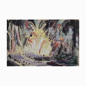 Unknown - Fireworks at Night - Original Drawing - 1940s