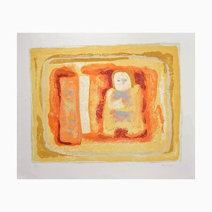 Figura Sami Burhan - naranja con litografía - años 60