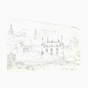 Andrew Roland Brudieux - The Château De Mesnil Blondel - Dessin à la Mine - 1960s