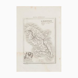 Carte de Martinique - Gravure à l'Eau-Forte, 19ème Siècle