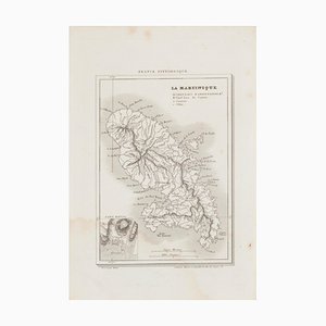 Map of Martinique - Etching - 19th-Century