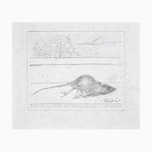 Dibujo a lápiz de Leo Guida, Dead Rat, 1971