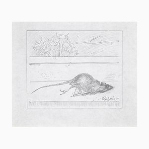 Leo Guida, Dead Rat, Pencil Drawing, 1971