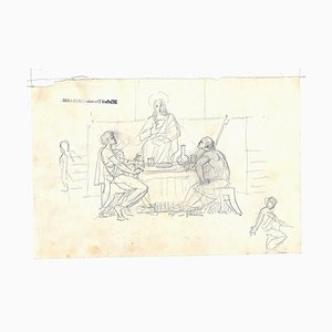 Michel Dumas, escena religiosa, lápiz sobre papel, siglo XIX