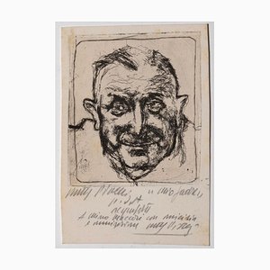 Walter Piacesi, Portrait, Etching, Mid-20th Century