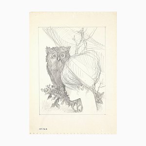 Leo Guida, The Owl and the Girl, Dibujo sobre papel, años 50