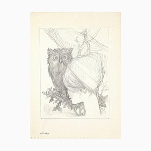 Leo Guida, The Owl and the Girl, Drawing on Paper, 1950s