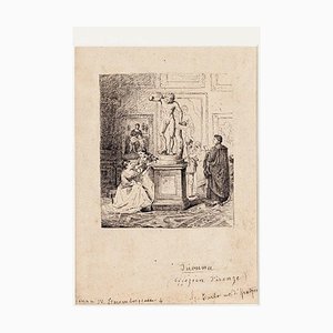 Unknown - Firenze - Visita agli Uffizi - Tinta original sobre papel - década de 1880