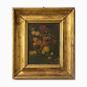 Desconocido, Flores, Pintura al óleo sobre cartón, principios del siglo XX