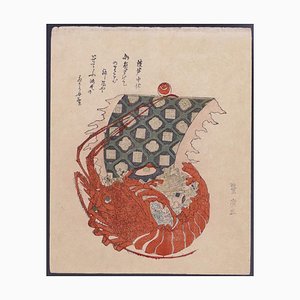 Utagawa Toyohiro, Lobster Treasure Boat, Woodcut, Early 20th Century