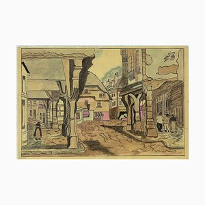 Unknown - Austrian Village - Original Tinte und Wasserfarben auf Papier - Mitte des 20. Jahrhunderts