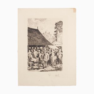 Auguste Brouet, The Market, Etching, Early 20th Century