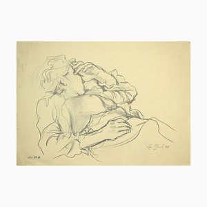 Leone Guida, Nudo di donna, matita, 1958