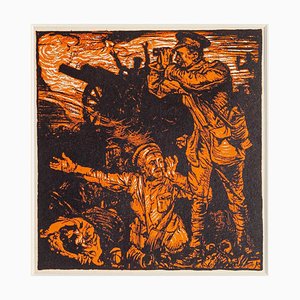 Frank Brangwyn, Fight of Neuwe Chapelle, Woodcut, 20ème Siècle