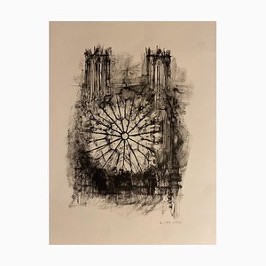 Lithographie de Michel Ciry, Notre Dame De Paris, 1964