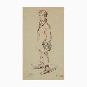 Jean Bernard, Figure de Un Garçon, Dessin au Crayon, 1914