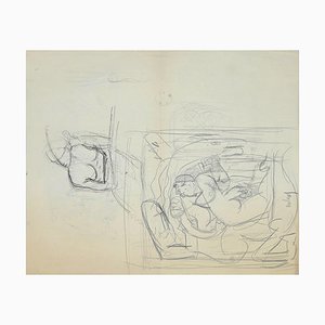 Leon Aubert, Studies, Pencil Drawing, 19th Century