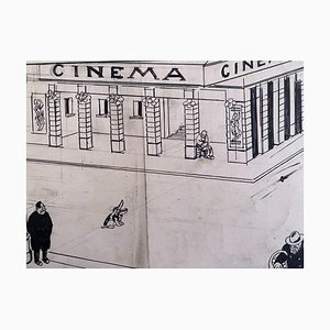 Gabriele Galantara, The Cinema, China Ink, Early 20th Century