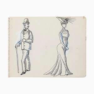 Sconosciuta - Coquetterie Jalouserie - Original Pen Drawing - 19th Century