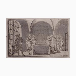 Cornelis Meyssens, Interior Meeting, Etching, 17th Century