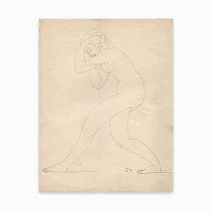 Georges-Henri Tribout, mujer desnuda, dibujo, principios del siglo XX